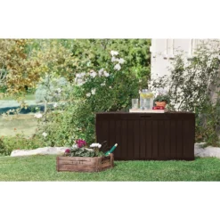 Keter Marvel Plus Outdoor Garden Storage Box 270L - Brown -Garden Tool Store 12808515 7684900072042860