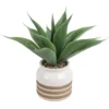 Artificial Aloe Vera In Striped Pot -Garden Tool Store 12879278 1514858347835197