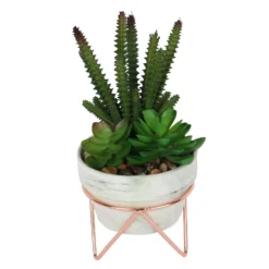 Artificial Succulent In Rose Gold Stand -Garden Tool Store 12879282 1334858348118316