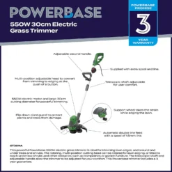 Powerbase 550W Electric Grass Trimmer - 30cm 11 Powerbase 550W Electric Grass Trimmer - 30cm -Garden Tool Store 12885507 1845058716688333