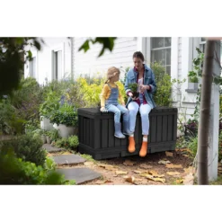 Keter Kentwood Outdoor Garden Storage Box 350L - Graphite -Garden Tool Store 12885762 2124899008544693