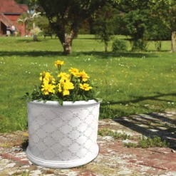 Mayfair Antique White Cylinder Plant Pot - 38cm -Garden Tool Store 13176817 1604943628075927