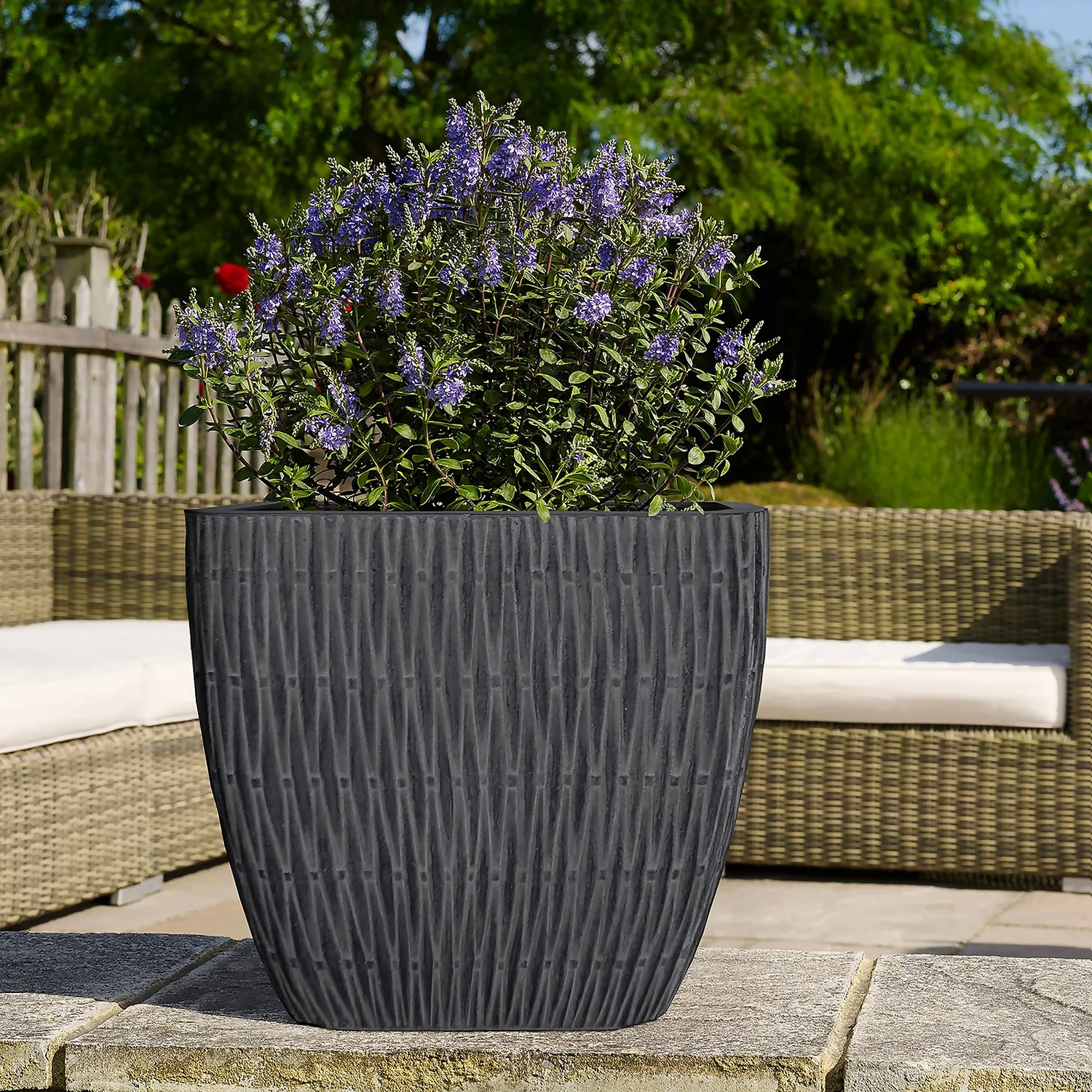 House Beautiful Roma Weave Charcoal Square Pot - 31cm 4 House Beautiful Roma Weave Charcoal Square Pot - 31cm - Image 2