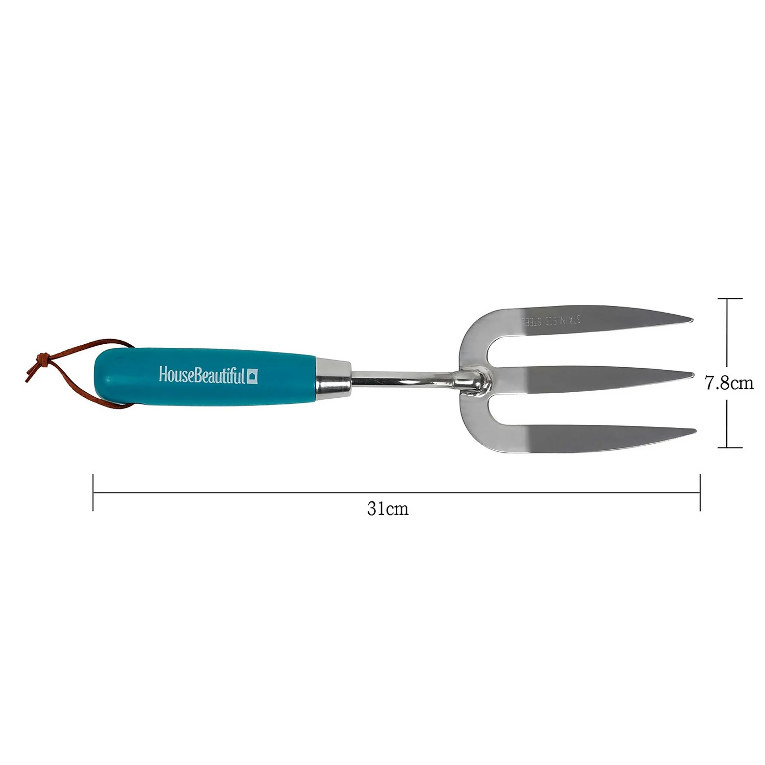 House Beautiful Stainless Steel Hand Fork With A Teal Painted Hardwood Handle 5 House Beautiful Stainless Steel Hand Fork With A Teal Painted Hardwood Handle - Image 3
