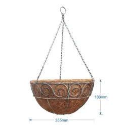 35 Cm Distress Finish Hanging Basket With Coco Liner -Garden Tool Store 13193949 1034902150198588