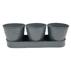 Zinc Ribbed Herb Pots & Tray -Garden Tool Store 13193962 4194933502656404