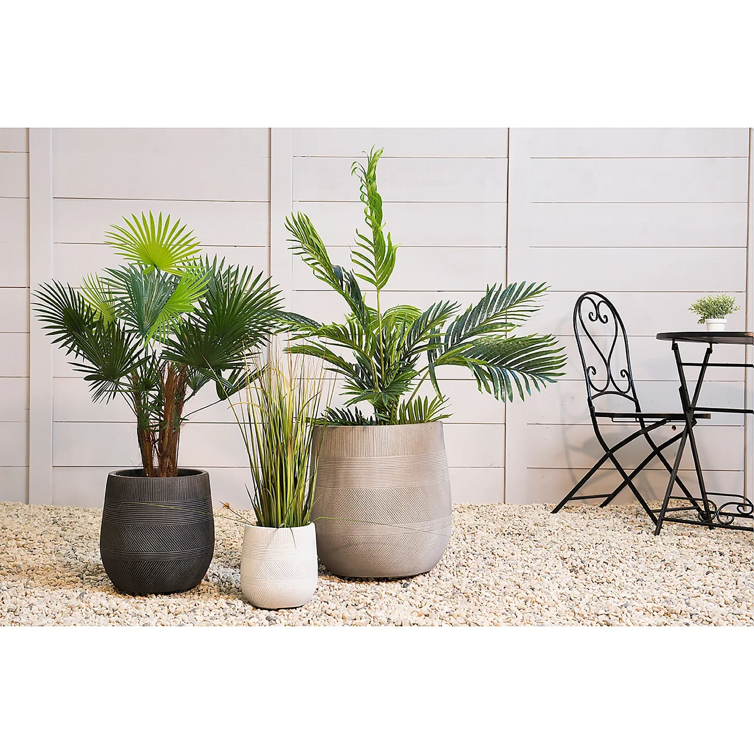 Liam Round Stripe Planter - Medium 4 Liam Round Stripe Planter - Medium - Image 2