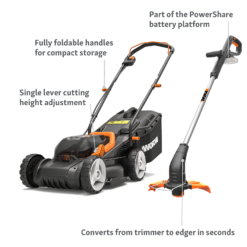 WORX 40V WG927E Cordless Lawn Mower & Trimmer Twin Pack - 34cm -Garden Tool Store 13280772 9464944645645159