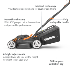 WORX 40V WG779E.1 Cordless Lawn Mower - 34cm -Garden Tool Store 13326413 2294944673153362