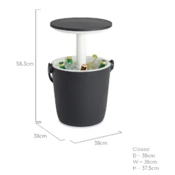 Keter GoBar Outdoor Ice Cooler Table Garden Furniture - Dark Grey / Cream -Garden Tool Store 13412933 6674910901778806