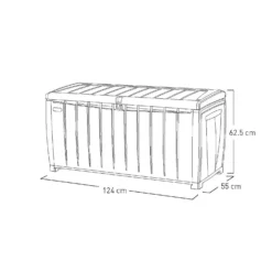 Keter Ace Outdoor Garden Storage Box 124 X 55 X 62.5 Cm - Grey And Black -Garden Tool Store 13432924 1804947994784994