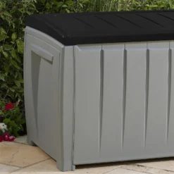 Keter Ace Outdoor Garden Storage Box 124 X 55 X 62.5 Cm - Grey And Black -Garden Tool Store 13432924 3844947994747044