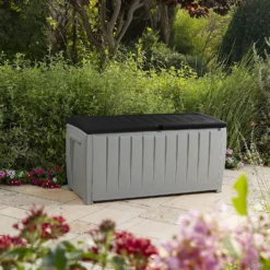 Keter Ace Outdoor Garden Storage Box 124 X 55 X 62.5 Cm - Grey And Black -Garden Tool Store 13432924 5964947994547391
