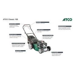 Atco 139cc Classic 18S Petrol Lawn Mower - 46cm -Garden Tool Store 13483565 1664929335782785