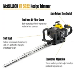 McCulloch HT5622 Petrol Hedge Trimmer -Garden Tool Store 13524822 1964936893562440