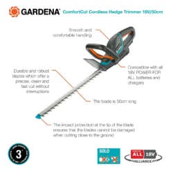 GARDENA ComfortCut Cordless 18V 50 Hedge Trimmer -Garden Tool Store 13524828 1365049587635227