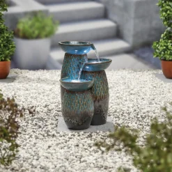Stylish Fountain Glazed Trio Water Feature With LEDs 8 Stylish Fountain Glazed Trio Water Feature With LEDs -Garden Tool Store 13846047 7854962028373355