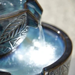 Stylish Fountain Fossil Leaf Water Feature With LEDs -Garden Tool Store 13846049 9274962028283796