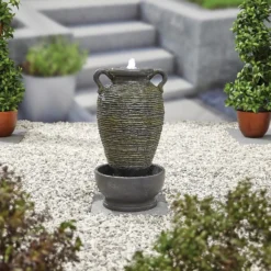 Stylish Fountain Rippling Vase Water Feature With LEDs -Garden Tool Store 13846051 2064962028400313