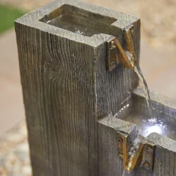 Stylish Fountain Coastal Sleepers Water Feature With LEDs -Garden Tool Store 13846058 6494962027548508