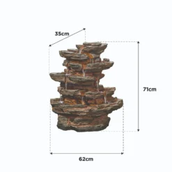 Stylish Fountain Red Rock Springs Water Feature With LEDs -Garden Tool Store 13846066 4644978881022410