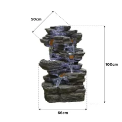 Stylish Fountain Hinoki Springs Water Feature With LEDs -Garden Tool Store 13846067 1224962027971052