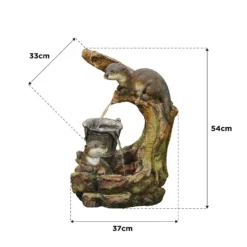 Stylish Fountain Otters Element Water Feature With LEDs -Garden Tool Store 13846070 1334978880968539