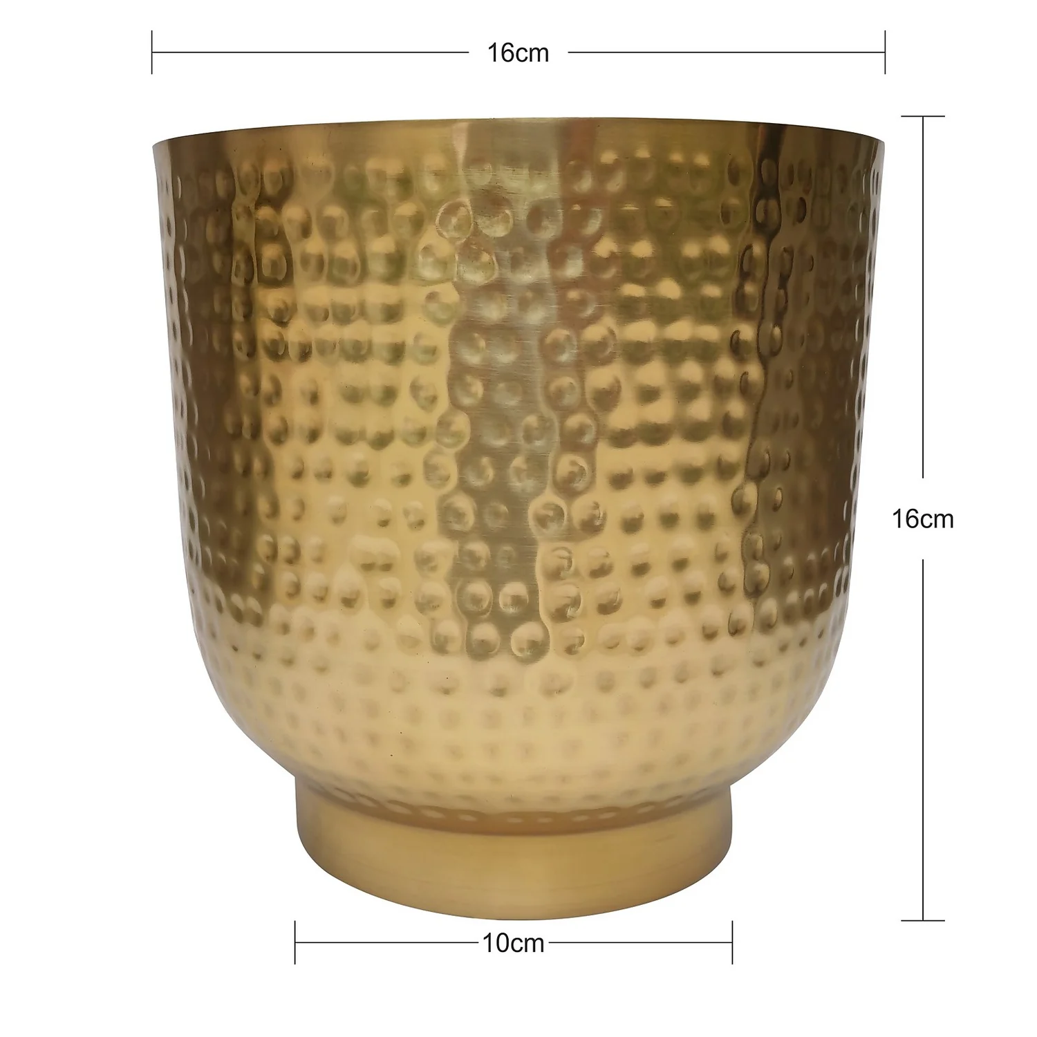 Hammered Brass Indoor Plant Pot - 16cm 5 Hammered Brass Indoor Plant Pot - 16cm - Image 3