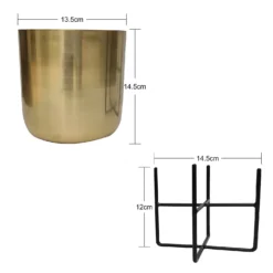 Brass Indoor Plant Pot With Cross Stand - 13.5cm -Garden Tool Store 13887188 1104999809670185