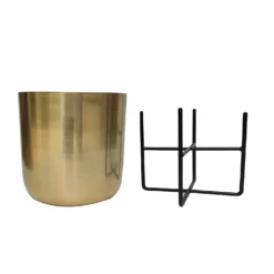 Brass Indoor Plant Pot With Cross Stand - 13.5cm -Garden Tool Store 13887188 7144999809644760