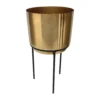 Brass Indoor Plant Pot With Straight Stand - 14cm 2 Brass Indoor Plant Pot With Straight Stand - 14cm -Garden Tool Store 13887189 2014999809611157