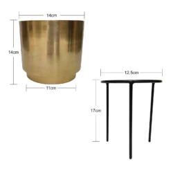Brass Indoor Plant Pot With Straight Stand - 14cm -Garden Tool Store 13887189 3074999809676395