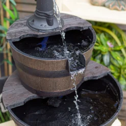 Stylish Fountain Whiskey Barrels Garden Water Feature -Garden Tool Store 13944159 2555005845016341