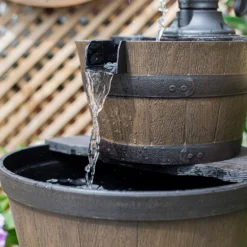 Stylish Fountain Whiskey Barrels Garden Water Feature -Garden Tool Store 13944159 4575005844861163