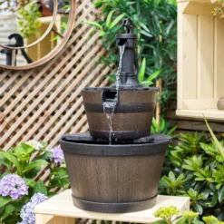 Stylish Fountain Whiskey Barrels Garden Water Feature -Garden Tool Store 13944159 7015005844786958