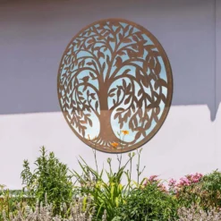 MirrorOutlet Swirl Tree Round Garden Mirror - 100cm -Garden Tool Store 13950587 1874987139291019