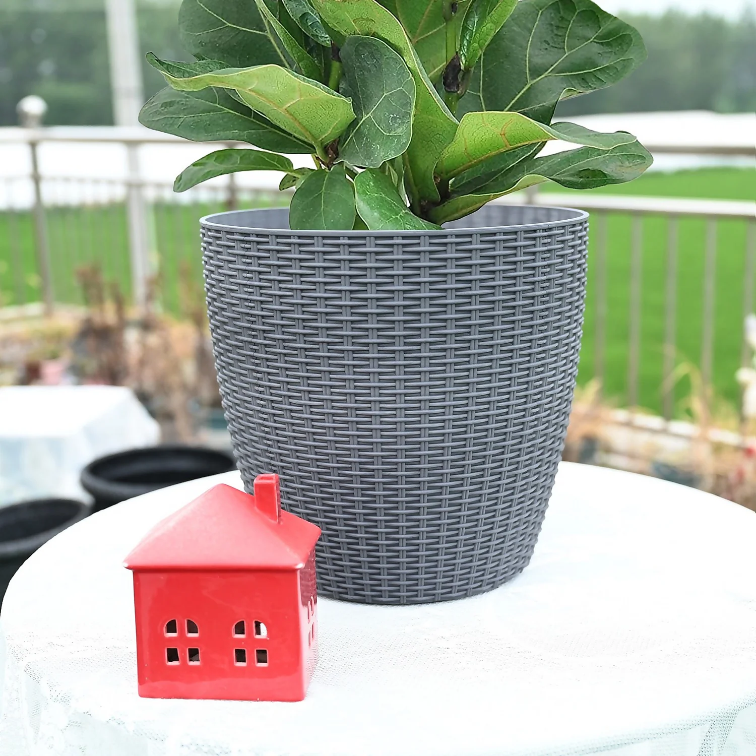 Grey Weave Planter - 35cm 4 Grey Weave Planter - 35cm - Image 2