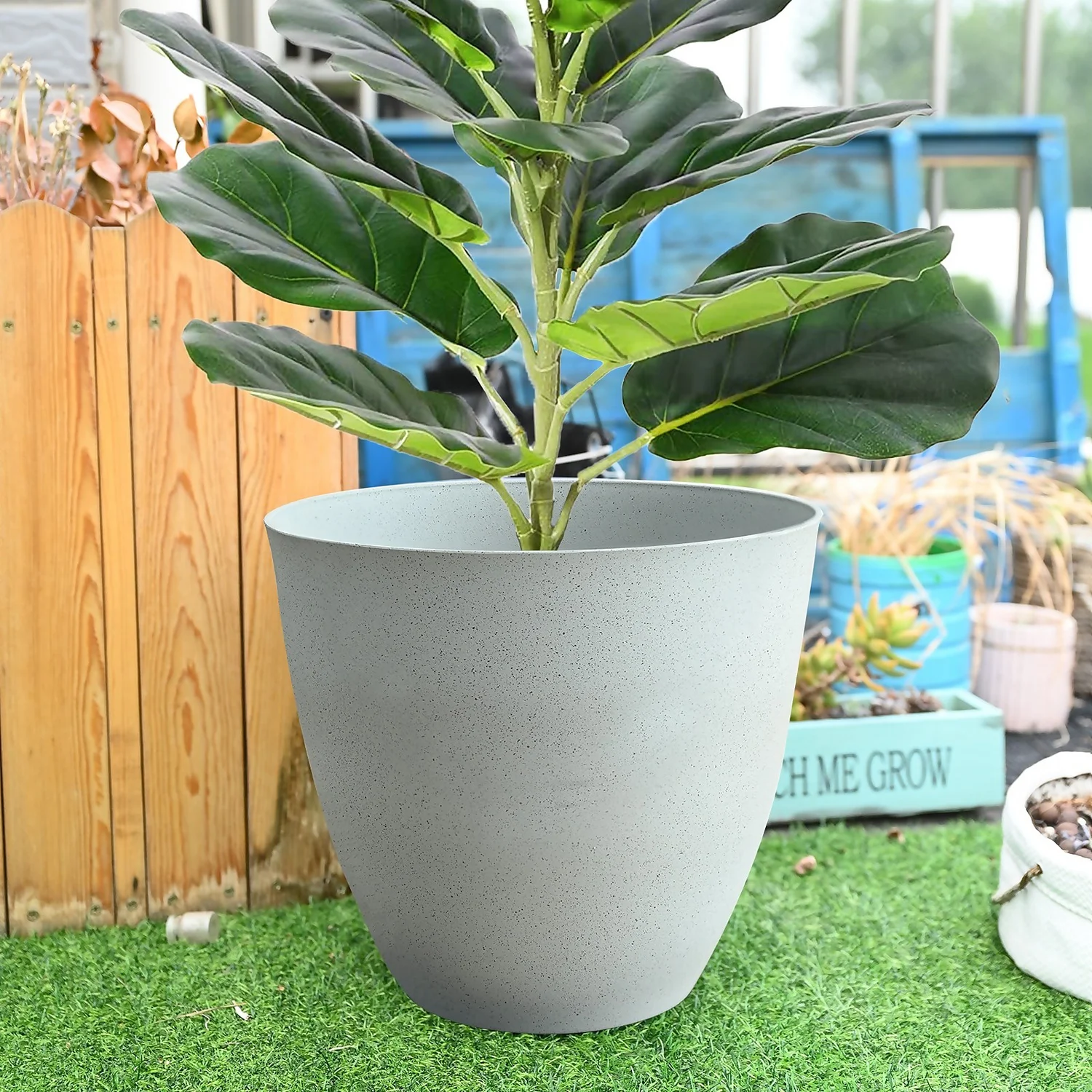 White Stone Look Planter - 40.5cm 4 White Stone Look Planter - 40.5cm - Image 2