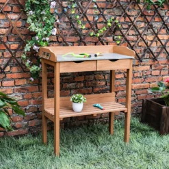 Garden Potting Bench With Two Drawers & Shelf -Garden Tool Store 13967031 1225014369218912