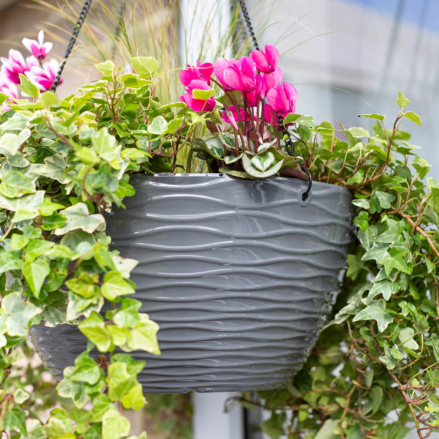 Wave Hanging Basket Charcoal - 35cm 4 Wave Hanging Basket Charcoal - 35cm - Image 2