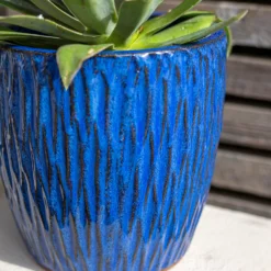 Chiswick Textured Pot Blue - 38cm -Garden Tool Store 13973623 2015011239399195