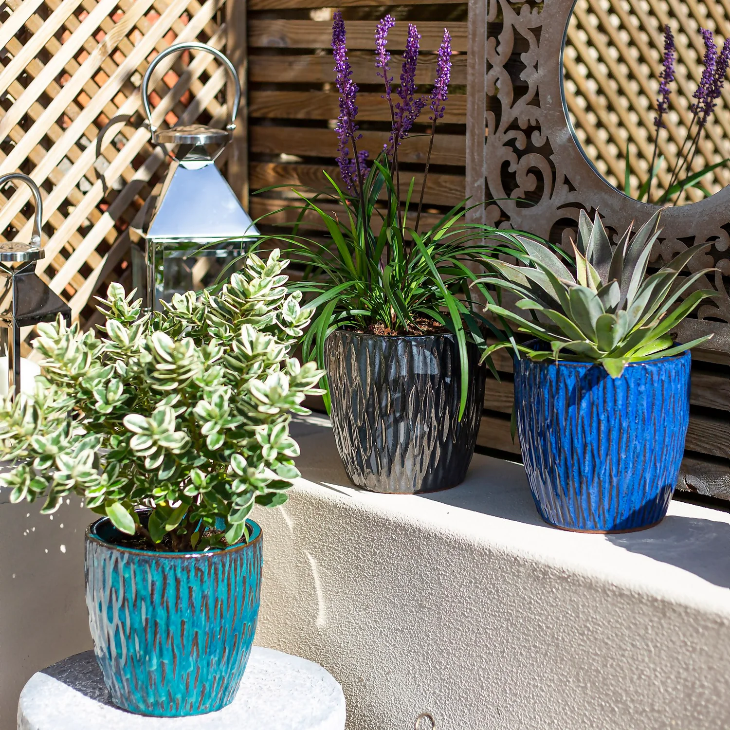 Chiswick Textured Pot Blue - 24cm 8 Chiswick Textured Pot Blue - 24cm - Image 6