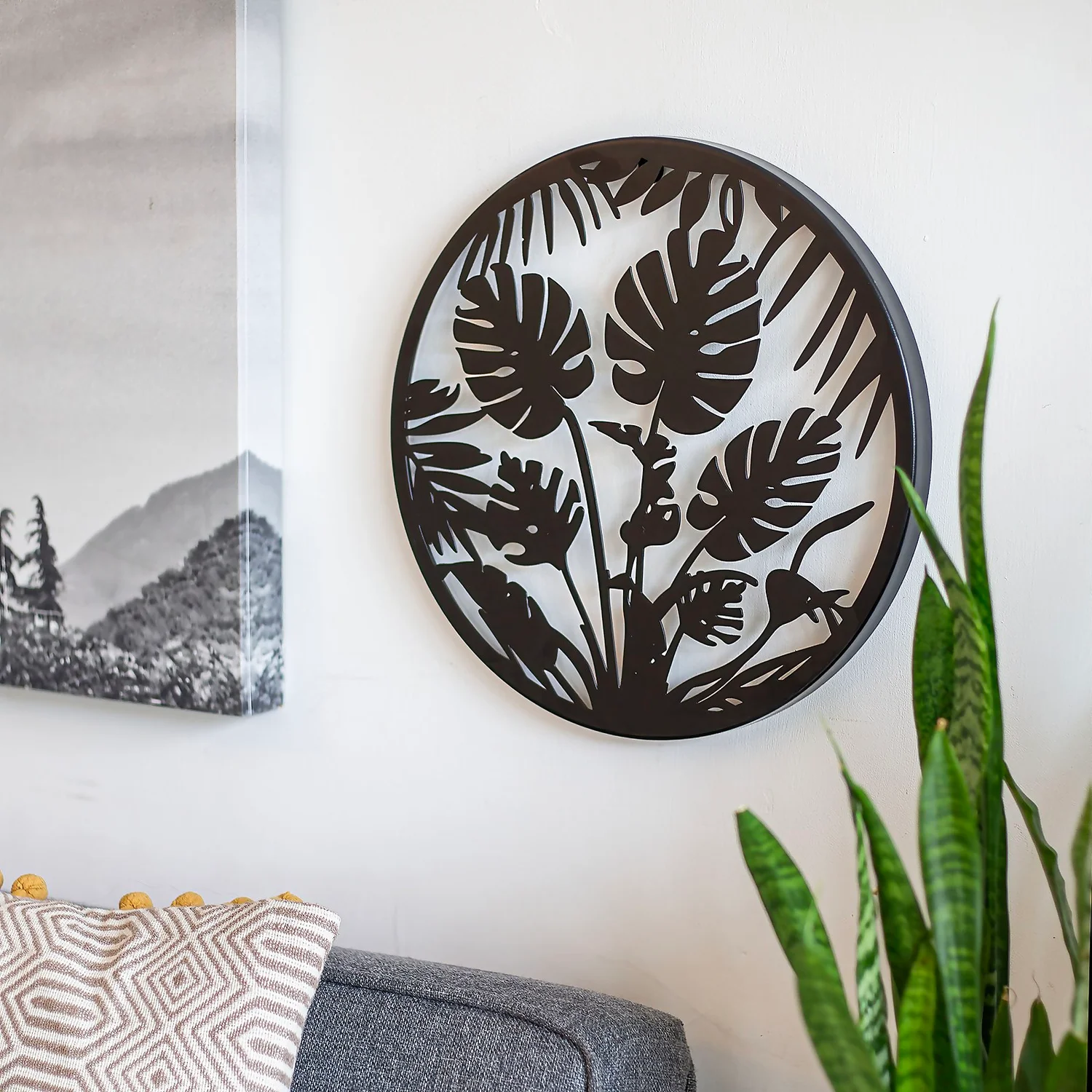 Jungle Leaf Garden Wall Art 35cm - Black 5 Jungle Leaf Garden Wall Art 35cm - Black - Image 3