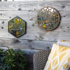 Hexagonal Laser Cut Outdoor Mirror 35cm - Black -Garden Tool Store 13981007 1595005835402682