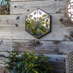 Hexagonal Laser Cut Outdoor Mirror 35cm - Black -Garden Tool Store 13981007 7105005835377797