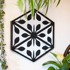 Hexagonal Laser Cut Outdoor Mirror 35cm - Black -Garden Tool Store 13981007 7935005835323161