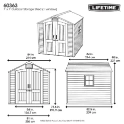Lifetime 7x7ft Outdoor Storage Shed - Rough-Cut Grey -Garden Tool Store 13997403 1555000054831001