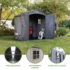 Lifetime 7x7ft Outdoor Storage Shed - Rough-Cut Grey -Garden Tool Store 13997403 2055000054879100