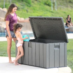 LIFETIME 568L Outdoor Storage Deck Box - Rough-Cut Brown -Garden Tool Store 13997406 4594999835252322