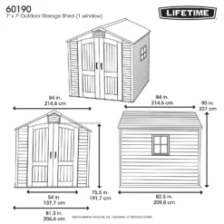 Lifetime 7x7ft Outdoor Storage Shed - Beige -Garden Tool Store 13997407 1584999834797558